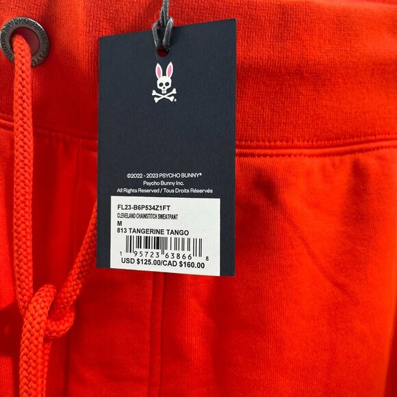 Psycho Bunny Cleveland Chainstitch Sweatpant Tangerine Tango Men's Size Med‎ NEW - Picture 4 of 8